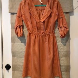 Orange and cream striped dress